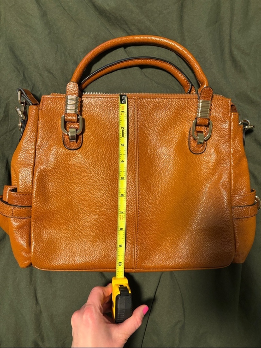 Kattee Women's Genuine Pebbled Leather Satchel Shoulder Bag Purse Brown - Picture 4 of 14